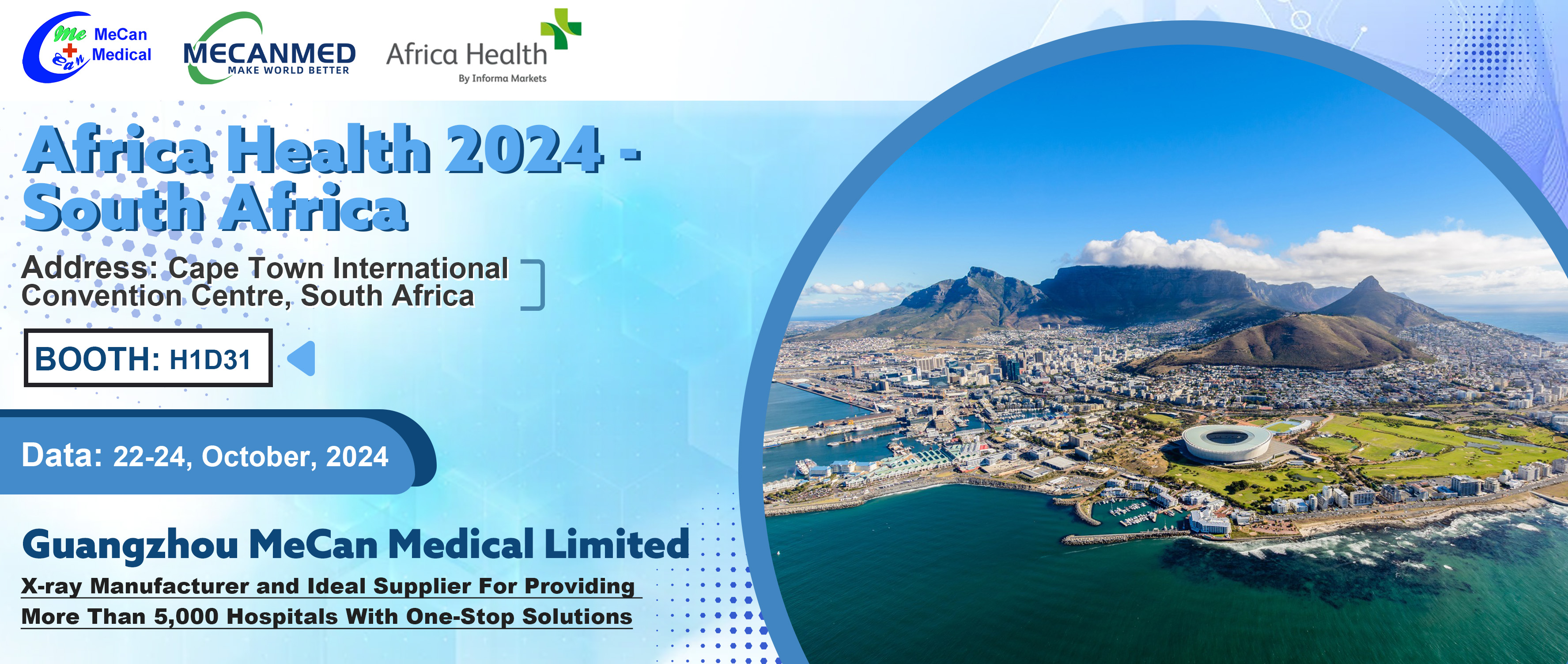 Convite para Africa Health 2024 - Visite o estande da MeCan H1D31